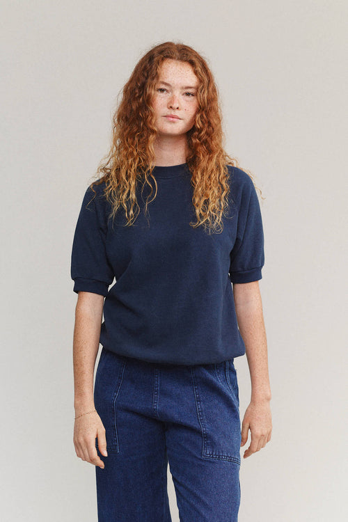 Short Sleeve Raglan Fleece Sweatshirt | Jungmaven Hemp Clothing & Accessories / model_desc: Sydney is 5’8” wearing S