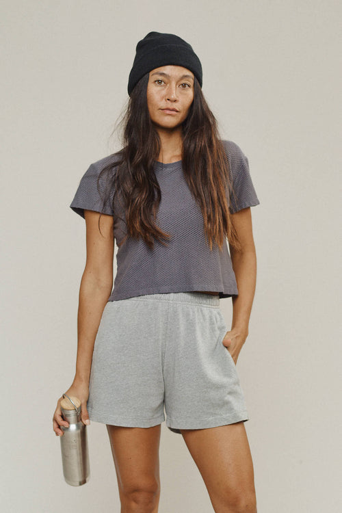 Heathered Sun Short | Jungmaven Hemp Clothing & Accessories / model_desc: Tamiko is 5’8” wearing XS