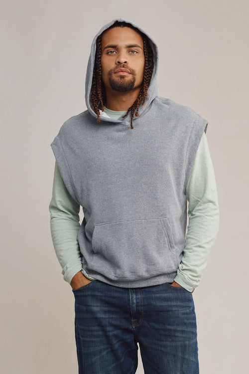 Heathered Balboa Hooded Sweatshirt | Jungmaven Hemp Clothing & Accessories / model_desc: Davon is 6’0”