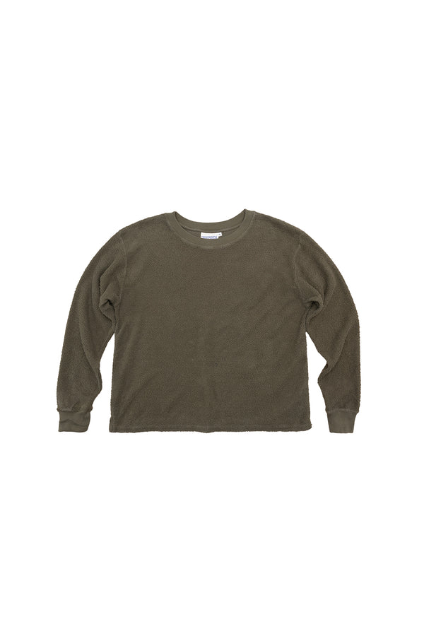 Campfire Sherpa Sweatshirt | Jungmaven Hemp Clothing & Accessories / Color: Olive Green