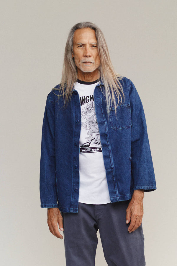 Denim Olympic Jacket | Jungmaven Hemp Clothing & Accessories / model_desc: Martial is 6’2” wearing M