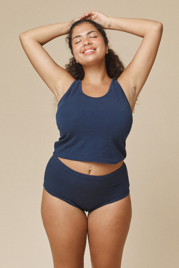 High Waist Brief | Jungmaven Hemp Clothing & Accessories / model_desc: Nikki is 5’2” wearing L