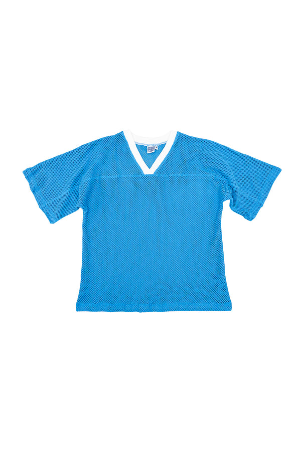 Miles Mesh Jersey | Jungmaven Hemp Clothing & Accessories / Color: Pacific Blue w/ White