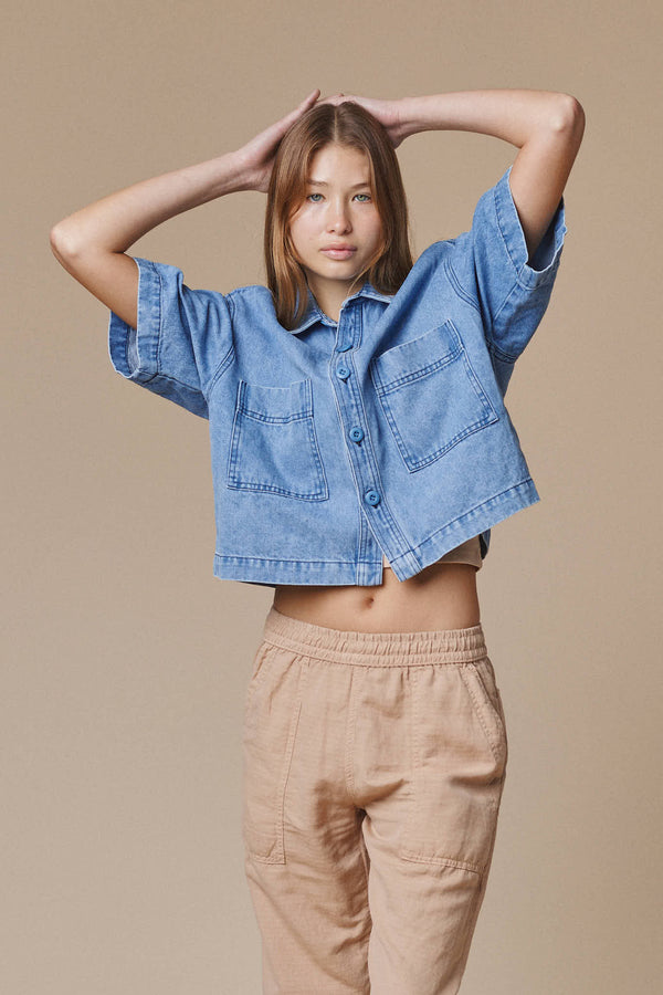 Denim Phinney Shirt | Jungmaven Hemp Clothing & Accessories / Color: