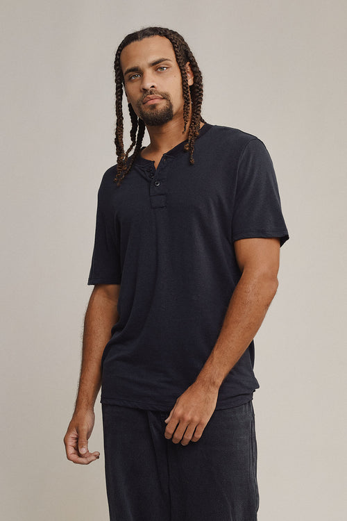 Pullman Henley Tee | Jungmaven Hemp Clothing & Accessories / model_desc: Davon is 6’0” wearing M