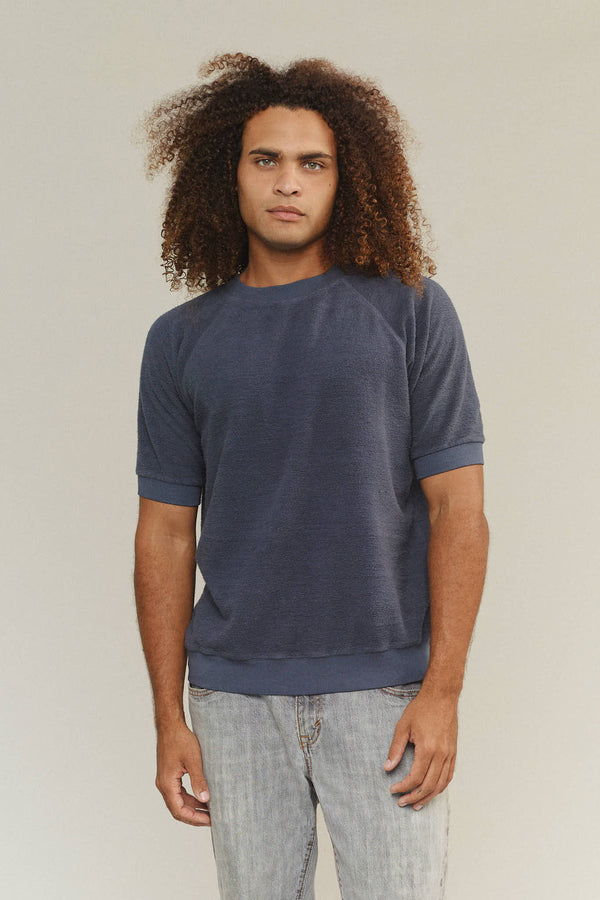 Short Sleeve Raglan Sherpa Sweatshirt | Jungmaven Hemp Clothing & Accessories / model_desc: Davon is 6’0” wearing L