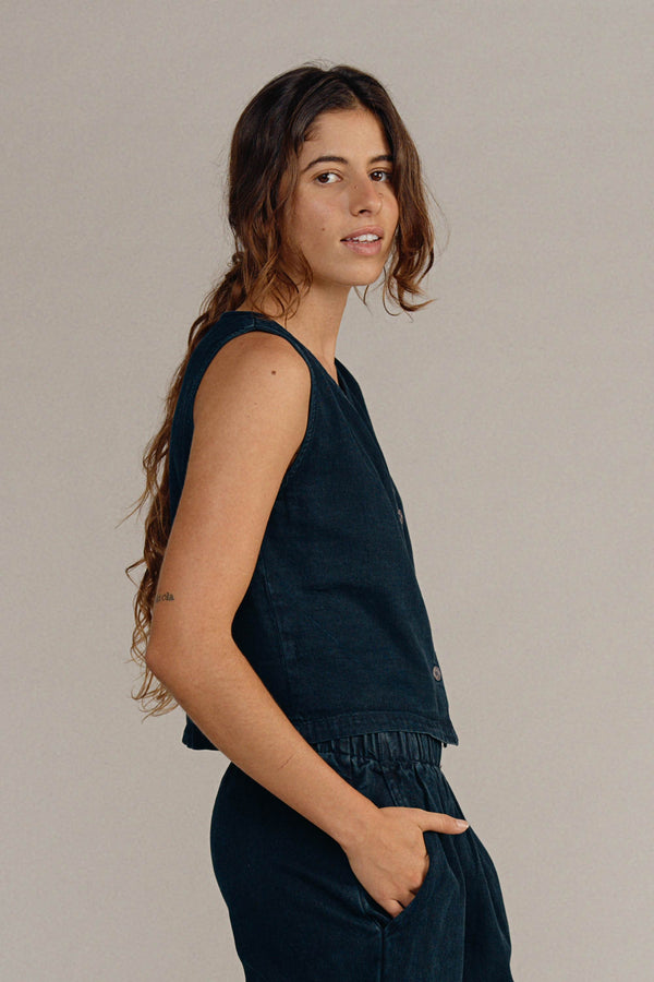 Skyline Summer Denim Vest | Jungmaven Hemp Clothing & Accessories / Color: