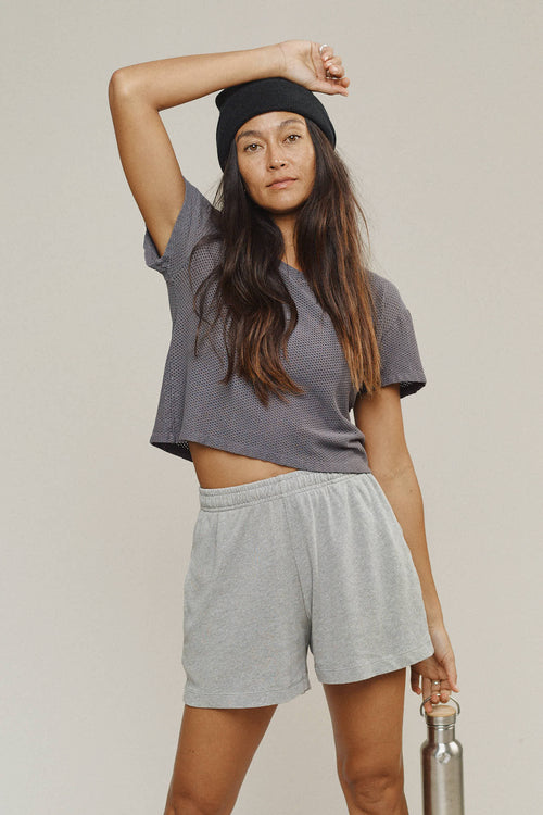 Carmen Mesh Cropped Tee | Jungmaven Hemp Clothing & Accessories / model_desc: Tamiko is 5’8” wearing S