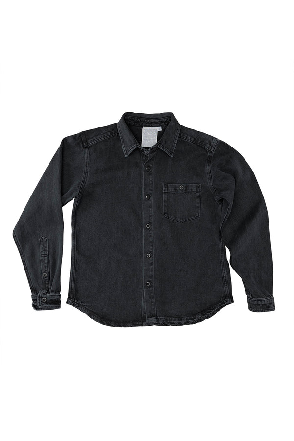 Denim Curved Hem Topanga Shirt | Jungmaven Hemp Clothing & Accessories / Color: Black Indigo